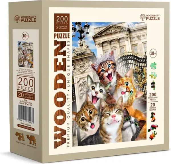 Wooden City Drevené puzzle Mačiatka v Londýne 200 dielikov