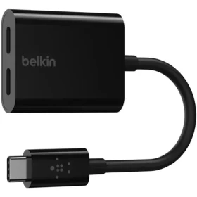 Belkin USB-C adaptér audio/napájanie čierna / 2x USB-C / 60W (F7U081btBLK)