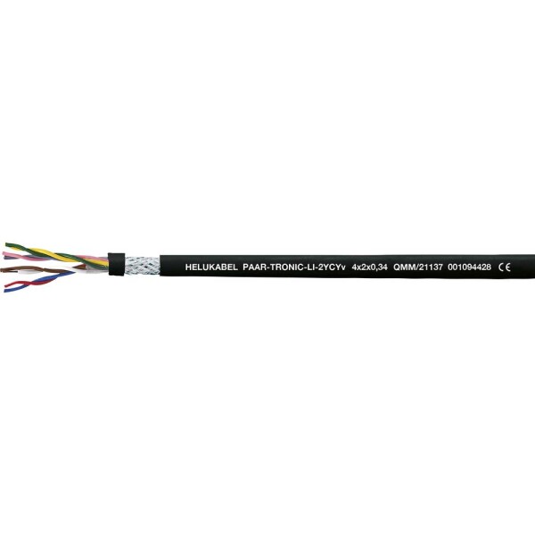 HELU 21141-1000 dátový kábel Li-2YCYv 2 x 2 x 0.5 mm² čierna 1000 m; 21141-1000