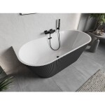 MEXEN/S - Oris voľne stojaca vaňa nástenná reliéf 170 x 80, biela/sivá, sifón a prepad čierna 52871708062-70