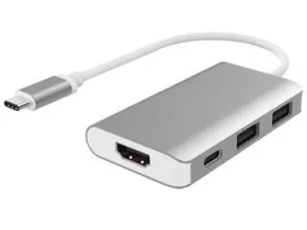 PremiumCord Prevodník USB-C na HDMI / Adaptér / HDMI + 2x USB 3.0 + PD charge / hliníkové púzdro (8592220017507)