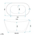 REA - Voľne stojaca vaňa FERRANO 150 cm Čierna krytka zátky KPL-W6099
