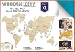 Wooden City Drevená mapa sveta veľkosť XL (120x80cm) modrá