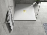 MEXEN/S - Hugo sprchová vanička SMC 110x100, biela, krytka zlatá 42101011-G