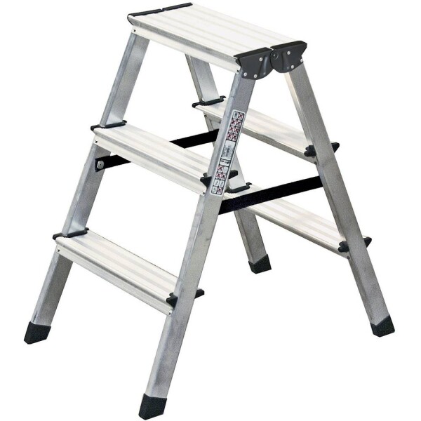 Krause 120328 hliník stupňovitý dvojitý rebrík Max.prac. výška: 2.20 m strieborná 2.4 kg; 120328