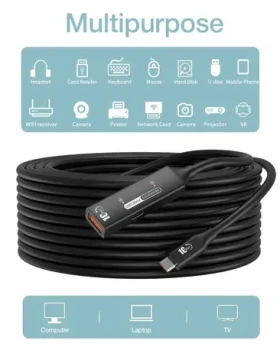 PremiumCord USB-C/USB-A repeater 7m / Predlžovací kábel / USB 3.2 Gen 2 / 10 Gbit/s / aktívny (ku3rep7bl)