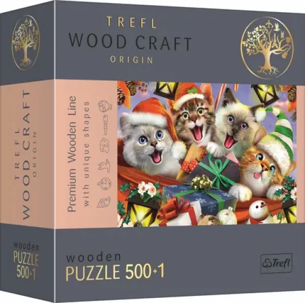 Trefl Wood Craft Origin - Puzzle - Vianočné Mačky