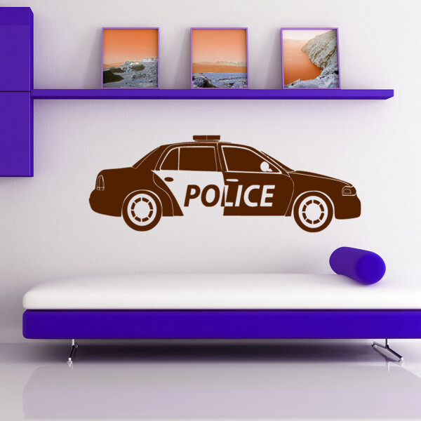 Veselá Stena Samolepka Policajné autíčko Farba: hnedá, Veľkosť: 100 x 32 cm