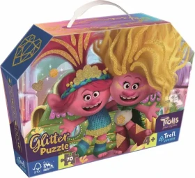 Trefl - Puzzle - Trblietavé Glitter puzzle v kufríku Trollovia 3