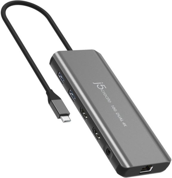 J5create j5create JCD398-N stacja dokująca Przewodowa USB 3.2 Gen 2 (3.1 Gen 2) Type-C Sivý