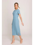 Ceruzkové šaty s bočným rozparkom S398 sky blue - Stylove M