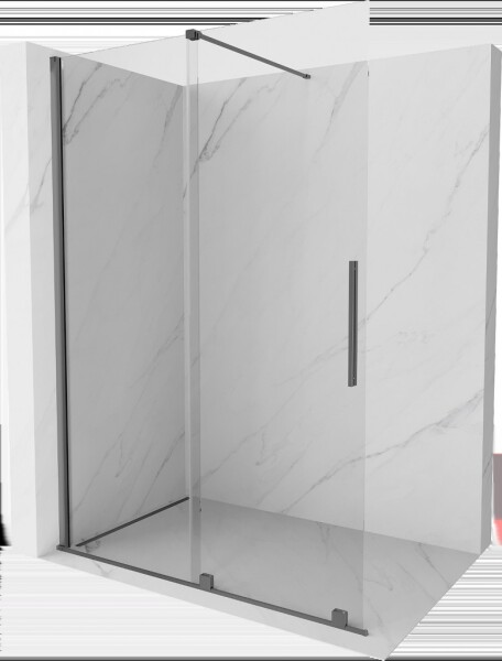 MEXEN/S - Velar Sprchová zástena posuvná Walk-in 130 x 200, transparent 8 mm, grafit metal 871-130-000-03-95