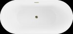 MEXEN/S - Luna vaňa voľne stojaca 180 x 80, biela/čierna, sifón a prepad zlatá 52031808075-50
