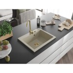MEXEN/S MEXEN/S - Elix granitový drez 1-miska 600 x 500 mm, béžový, sifón zlatá 6525601005-69-G