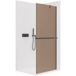 CERANO - Sprchová zástena Walk-in Onyx YL/P - 8 mm + polička / držiak na uteráky - čierna matná, bronzové sklo - 50x200 CER-689425
