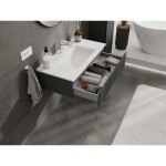 MEXEN/S - Rivel kúpeľňová skrinka 90 cm s umývadlom Otis, 1 šuplík, reliéf, grafit mat/biela mat 91A20-09023-1-BF66-W18M01