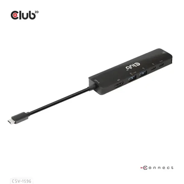 Club3D CSV-1596 čierna / USB-C hub 6v1 / HDMI 8K30Hz / 2x USB-A / 2x USB-C / RJ45 / PD 100W (CSV-1596)