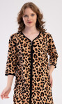 Dámske domáce šaty s trojštvrťovým rukávom Leopard hnědá 2XL