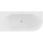 MEXEN/S - Gia voľne stojaca rohová vaňa reliéf ľavá 170 x 80, biela mat, sifón a prepad zlatá kartáčovaná 52701708001L-55