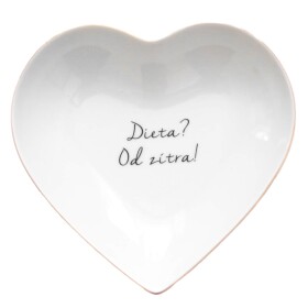 Bella Rose Porcelánový tanierik v tvare srdca s nápisom Dieta? Od zítra! 16 cm - CZ