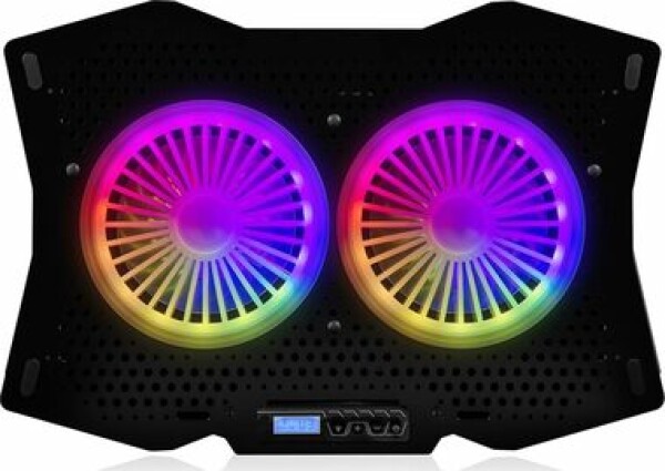 Modecom Silent Fan CF18 čierna / Chladiaca podložka na notebook do 18 / 2x 115mm ventilátor (PL-MC-CF-18-RGB)