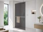 CERANO - Sprchová zástena Walk-in Crystal Ľ/P - 8 mm + polička/držiak na uteráky - bezvzperový systém - chróm, grafitové sklo - 90x200 CER-8050BD6874