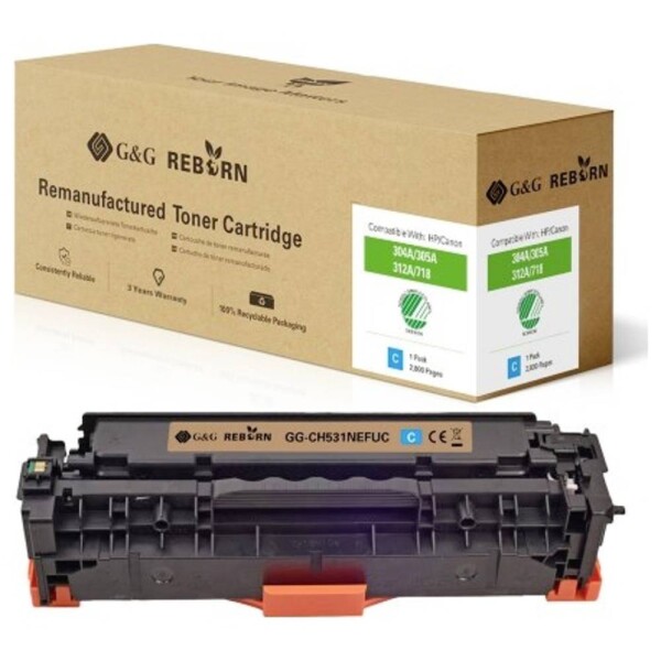 G&G Reborn remanufactured toner náhradný HP, Canon 304A, 305A, 312A, 718C zelenomodrá 2800 Seiten kompatibilná toner; 21220