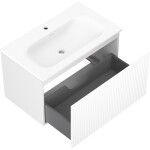 MEXEN/S - Rivel kúpeľňová skrinka 80 cm s umývadlom Vela, 1 šuplík, reliéf, biela mat 91A20-08047-1-BF01-W23M01