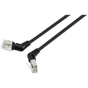 Renkforce RF-6071546 RJ45 sieťové káble, prepojovacie káble CAT 6A F/UTP 0.50 m čierna zásuvné kontakty otočné o 360°, zahnutý káblový vývod 1 ks; RF-6071546