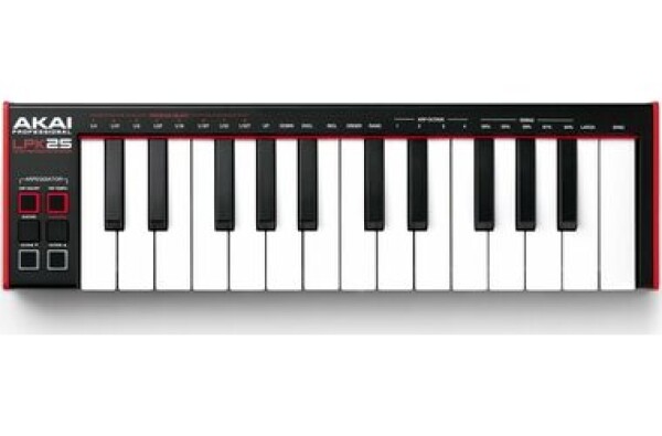 AKAI LPK 25 MKII - Ovládacia klávesnica Pad kontrolér MIDI USB čierno-červená (LPK25 MKII)