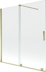 MEXEN/S - Velar Dvojkrídlová posuvná vaňová zástena 150 x 150, transparent, zlatá 896-150-000-01-50