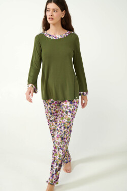 Vamp - Dámske pyžamo s kvetmi 21065 - Vamp green moss M
