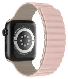 Devia Nature Silicone Magnetic 44/45/46 mm Stardust Pink / Remienok pre Apple Watch / Silikónový / Magnetické zapínanie (6942297104440)