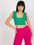 Základní tmavě zelený pruhovaný crop top RUE PARIS