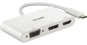 D-Link DUB-V310 biela / USB-C adaptér / 3v1 HDMI + VGA + DisplayPort / 4K 30 Hz