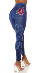 Sexy Jeanslook Leggings with floral print denimblue Einheitsgroesse