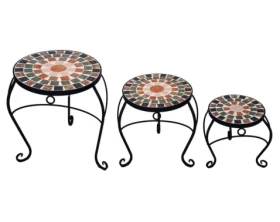 Sada stolíkov(3 ks) Mosaic, čierna/zelená%