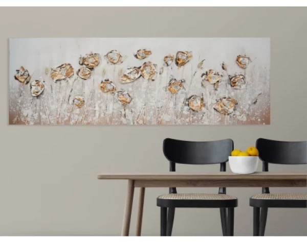 Ručne maľovaný obraz Kvety 120x40 cm, 3D štruktúra%