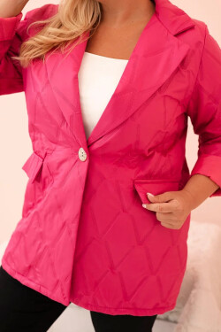 Dámska prešívaná bunda Plus Size s golierom a gombíkom Pink UNI