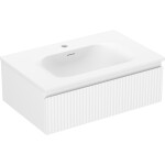 MEXEN/S - Rivel kúpeľňová skrinka 70 cm s umývadlom Vela, 1 šuplík, reliéf, biela mat 91A20-07023-1-BF01-W23M01