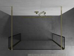 MEXEN/S - Kioto Sprchová zástena WALK-IN voľne stojaca 90 x 30 x 30, čierny vzor, zlatá 800-090-030-222-50-70-030