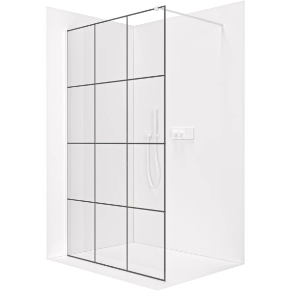 CERANO - Sprchová zástena Walk-in Onyx Cube Ľ/P - 8 mm - hranatá vzpera - biela matná, industriálne sklo - 120x200 CER-8050BD496