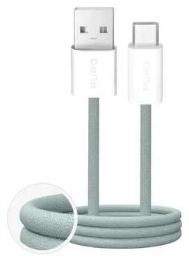 Puro Fabrik 2.0 zelená / Dátový kábel USB-A - USB-C / opletený / 10 W / 1,5 m