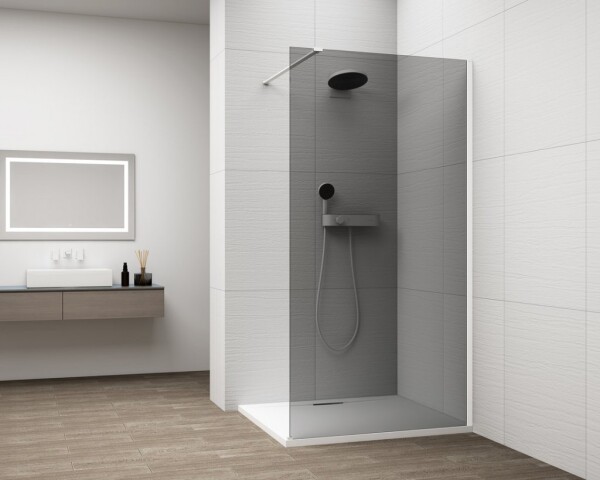 POLYSAN - ESCA WHITE MATT jednodielna sprchová zástena na inštaláciu k stene, dymové sklo, 900 ES1290-03