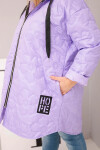 Dámska prešívaná bunda s kapucňou a HOPE svetlo fialová UNI