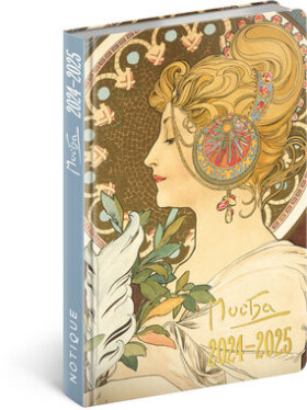 Presco Group 18-mesačný diár Petito - Alfons Mucha 2024/2025 / 11 × 17 cm (PGD-33838-V)