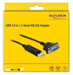 DeLock USB 2.0 na RS-232 čierna / Adaptér / USB Typ-A / RS-232 / 1,8 m / pozlátené kontakty (66281)