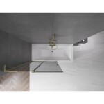 MEXEN/S - Velar L dvojkrídlová posuvná vaňová zástena 110 x 150, grafit, zlatá kartáčovaná 896-110-003-41-55