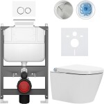 CERANO - Závesné WC s bidetom Basic/Cronus Standard - biela lesklá - WC tlačidlo Dualo/Biela - ovládanie zhora - predstenová inštalácia - 59,3x38,4 CER-8050BD86420