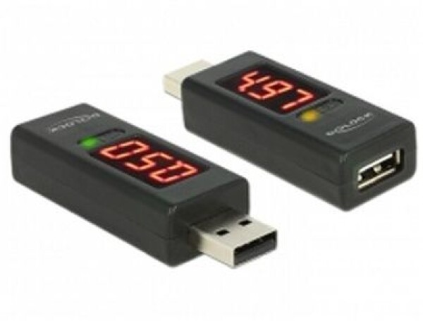 DeLock adaptér USB 2.0 A samec gt; A samica s LED indikátormi voltov a ampérov (65569)